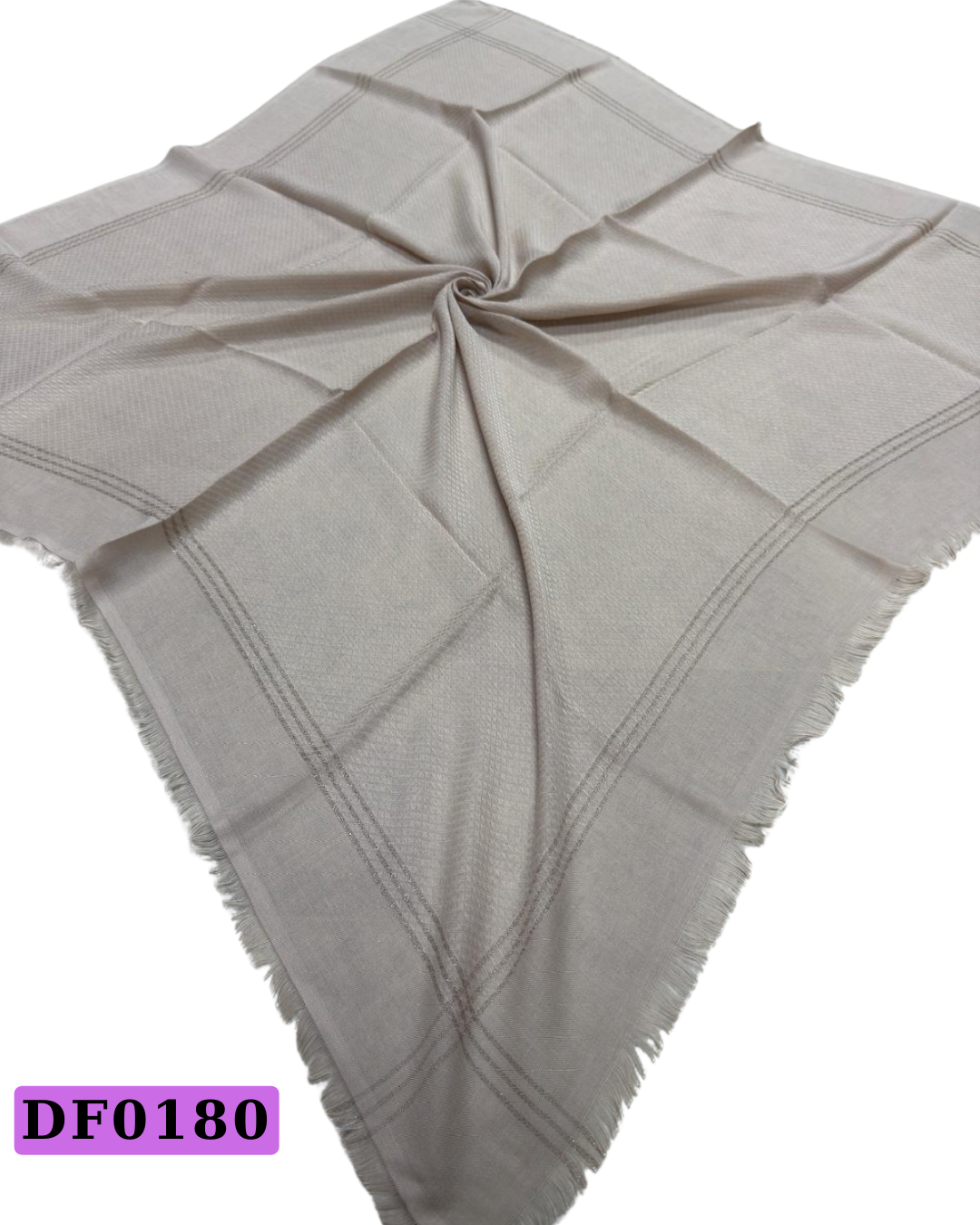 Düz Renk Şeritli Flamlı Eşarp-DF180